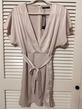 Nasty Gal Soft cream Satin dress - Size 8